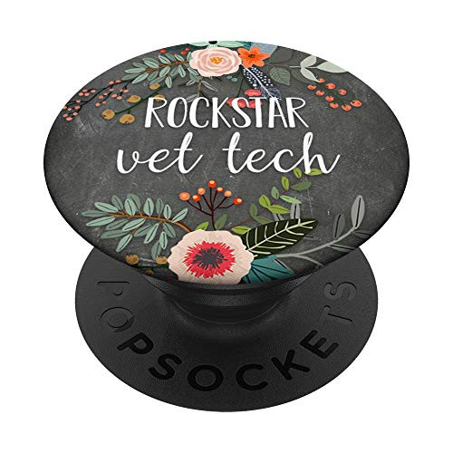 Rockstar Vet Tech - Cute Floral Veterinary Technician Gift PopSockets PopGrip Swappable Grip for Phones Tablets Rockstar Vet Tech - Cute Floral Veterinary Technician Gift PopSockets PopGrip Swappable Grip for Phones Tablets