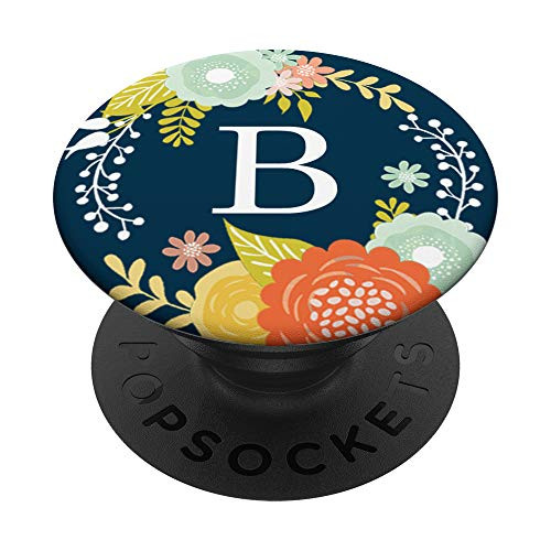 Initial Letter B with Floral Wreath Monogram AAN028 PopSockets PopGrip Swappable Grip for Phones   Tablets