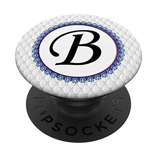 Blue Daisy Boarder Monogram Letter B Initial PopSockets Grip and Stand for Phones and Tablets