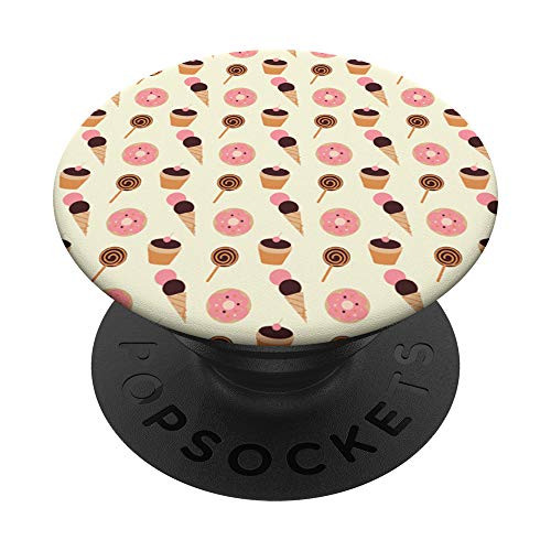 Colorful Tan Donuts Ice Cream Cupcake Lollipop Pattern PopSockets Grip and Stand for Phones and Tablets