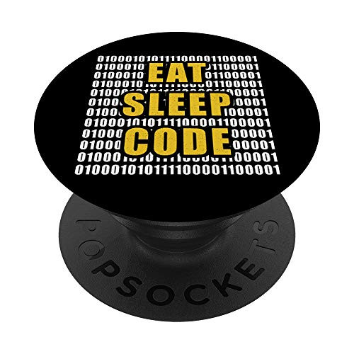 Funny Computer Nerd Geek Gifts Eat Sleep Code PopSockets Grip and Stand for Phones and Tablets