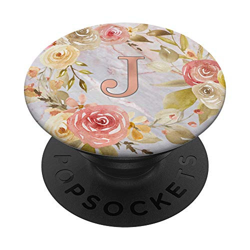 Initial Letter J with Floral Wreath Monogram AAN089 PopSockets PopGrip Swappable Grip for Phones Tablets Initial Letter J with Floral Wreath Monogram AAN089 PopSockets PopGrip Swappable Grip for Phones Tablets