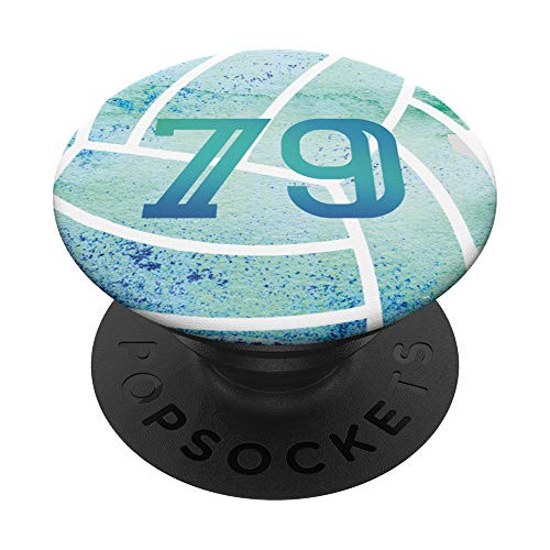 79 Volleyball Turquoise Number Design 79 PopSockets Grip and Stand for Phones and Tablets