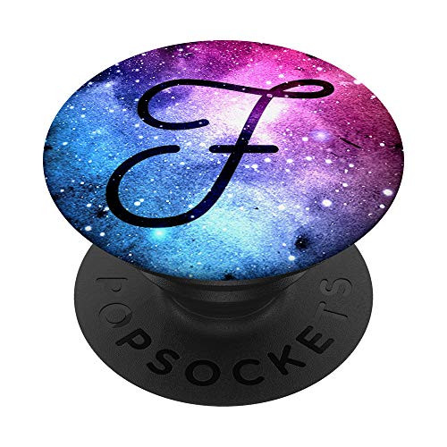 Letter F Space Stars Galaxy Monogram First Last Name PopSockets Grip and Stand for Phones and Tablets