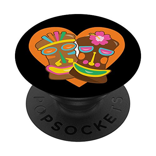 Love Tiki - Cute Tiki Head Heart PopSockets Grip and Stand for Phones and Tablets
