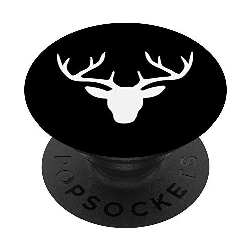 Black Deer Head Outdoor Hunter Hunting Gift Stocking Stuffer PopSockets Grip and Stand for Phones and Tablets