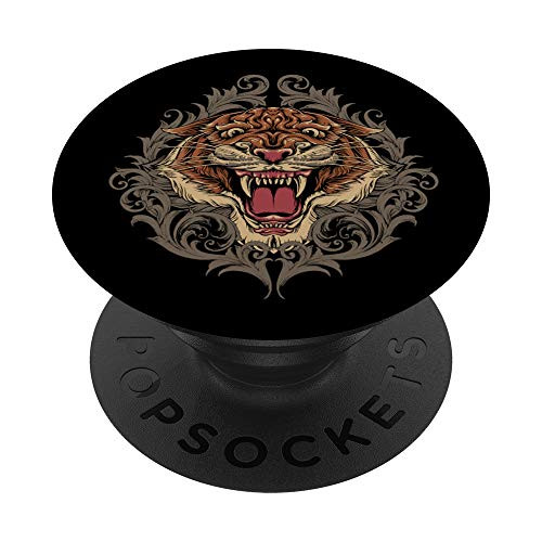 Tiger Head with Ornament PopSockets Grip and Stand for Phones and Tablets