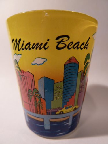 Miami Beach Florida Yellow Skyline Shot Glass