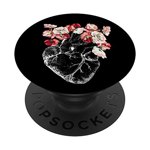 Anatomical Heart and Flowers Design PopSockets PopGrip Swappable Grip for Phones   Tablets
