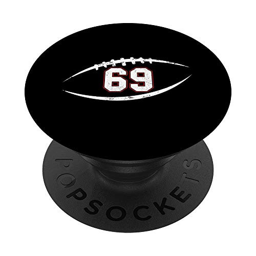 69 Number Vintage Football Player 69 Lucky Number Birthday PopSockets Grip and Stand for Phones and Tablets