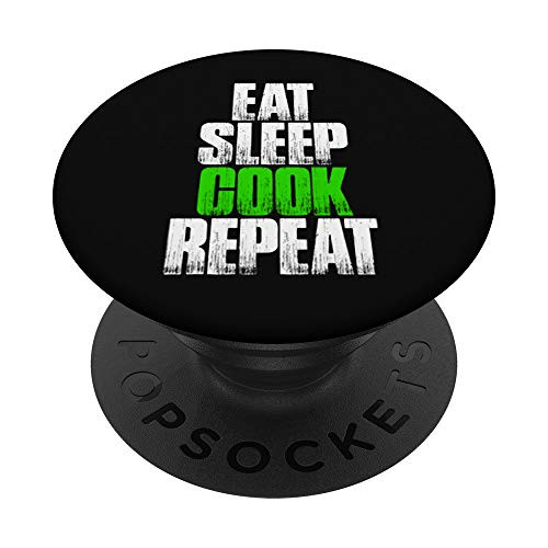 Eat Sleep Cook Repeat - Funny Chef Cooking Gift PopSockets Grip and Stand for Phones and Tablets