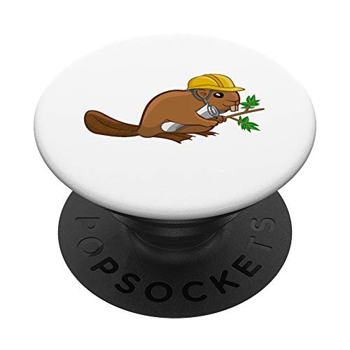 Beaver Construction Worker Cute Cartoon Dam Builder PopSockets Grip and Stand for Phones and Tablets