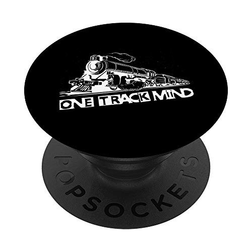 Funny Train Railroad Lover Gift One Track Mind PopSockets PopGrip Swappable Grip for Phones   Tablets