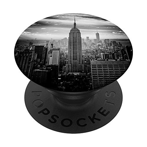 New York City Skyline with Empire State Building BlackWhite PopSockets PopGrip Swappable Grip for Phones   Tablets