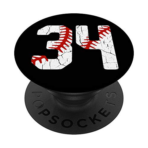 Baseball Player Jersey Number 34 34 Proud Baseball MOM DAD PopSockets Grip and Stand for Phones and Tablets