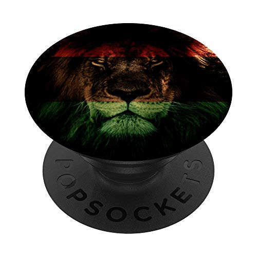 Africa Flag and African Lion Picture - African Pride PopSockets Grip and Stand for Phones and Tablets