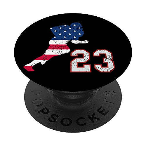 Football player number 23 with American USA flag phone stand PopSockets Grip and Stand for Phones and Tablets
