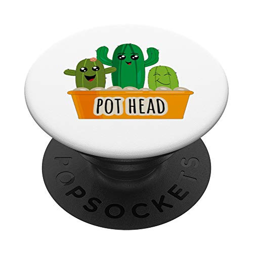 Pot Head Cactus Succulent Pun Funny Cute Kawaii Plant Gift PopSockets Grip and Stand for Phones and Tablets