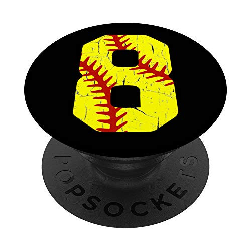 Softball Player Jersey Number 8 8 Proud Softball MOM DAD PopSockets Grip and Stand for Phones and Tablets