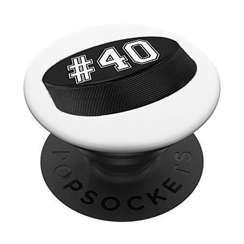 Hockey Player Jersey Number 40 Puck PopSockets Grip and Stand for Phones and Tablets