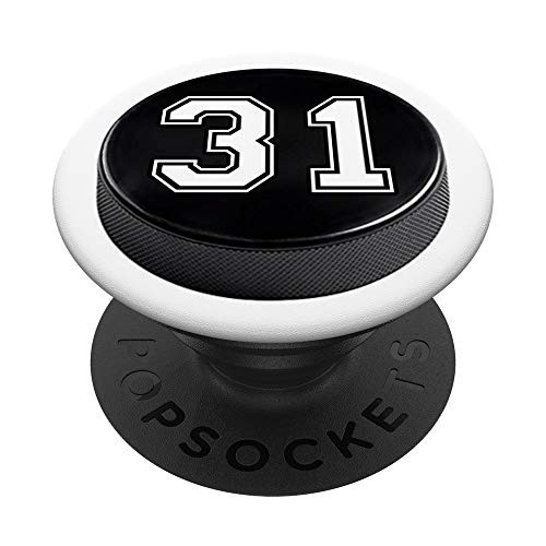 Hockey Puck Player Jersey Number 31 PopSockets Grip and Stand for Phones and Tablets