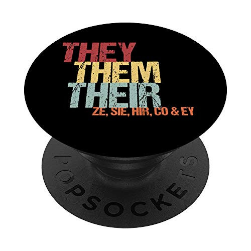 Gender Neutral Pronouns PopSockets PopGrip Swappable Grip for Phones   Tablets