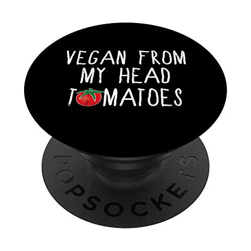 Funny Vegan From My Head Tomatoes Distressed PopSockets Grip and Stand for Phones and Tablets