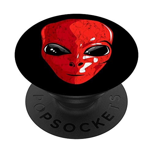Alien Red Face Head Halloween Vintage Distressed PopSockets Grip and Stand for Phones and Tablets
