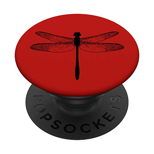 Black Dragonfly Red PopSockets PopGrip Swappable Grip for Phones   Tablets