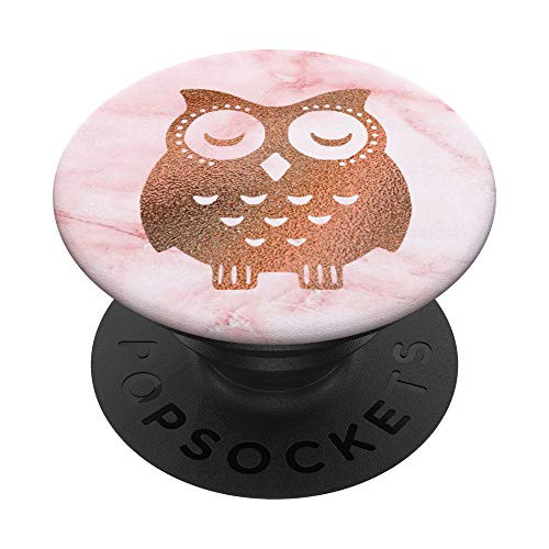 Rose Owl Pink White PopSockets PopGrip Swappable Grip for Phones   Tablets