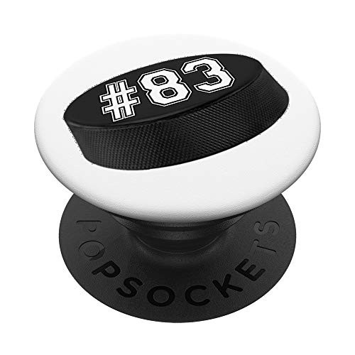 Hockey Player Jersey Number 83 Puck PopSockets Grip and Stand for Phones and Tablets