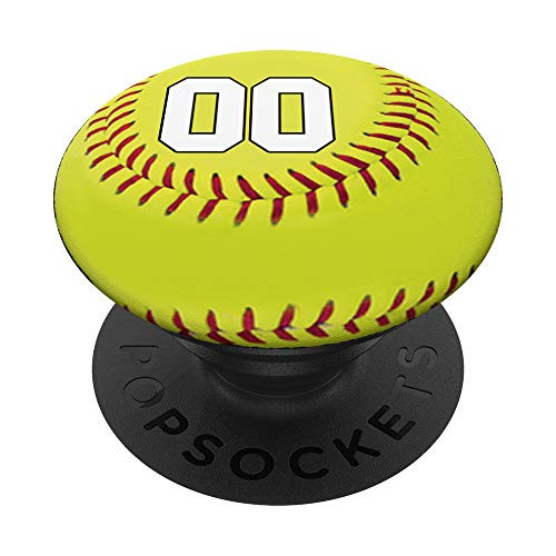 Softball Jersey Number 00 Cute Team Love Heart Sports Gift PopSockets Grip and Stand for Phones and Tablets