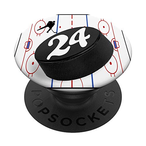 24 Hockey Jersey Number Hockey Puck 24 Phone Kickstand PopSockets Grip and Stand for Phones and Tablets