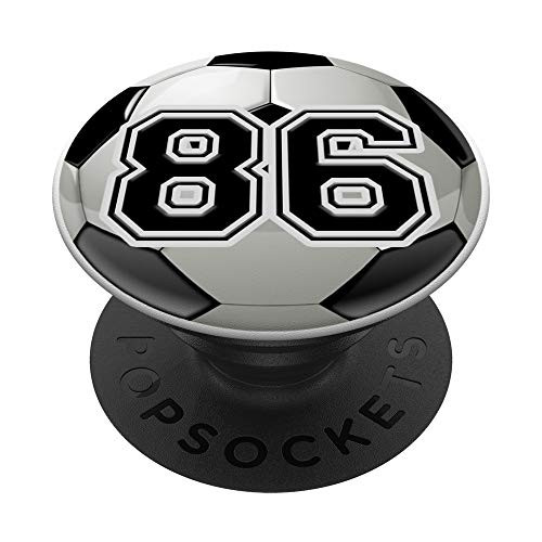 Personalized Soccer Ball Jersey Number 86 eighty six PopSockets Grip and Stand for Phones and Tablets