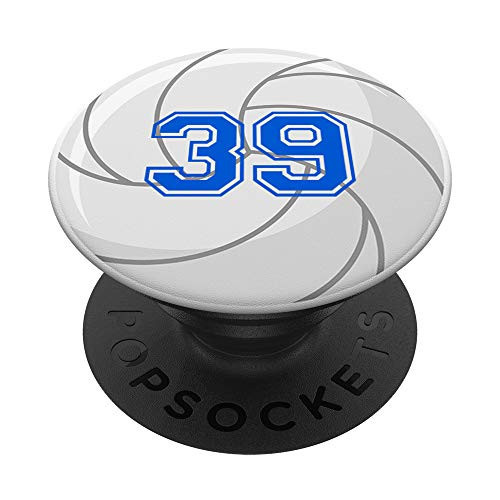 Volleyball Monogram Number 39 PopSockets Grip and Stand for Phones and Tablets