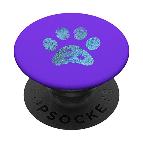 Blue Dog Paw Print Purple PopSockets PopGrip Swappable Grip for Phones   Tablets