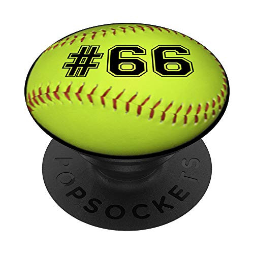 Softball Gift Player Jersey Number 66 PopSockets Grip and Stand for Phones and Tablets