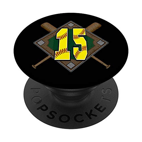 Girls Softball Number 15 Softball Diamond Number Fifteen PopSockets Grip and Stand for Phones and Tablets Girls Softball Number 15 Softball Diamond Number Fifteen PopSockets Grip and Stand for Phones and Tablets