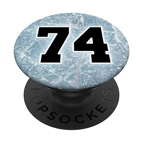 Ice Hockey Number 74 Design Sports Player on Rink - Hockey PopSockets Grip and Stand for Phones and Tablets