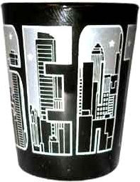 City of Seattle at Night, Black and White Skyline Souvenir Shot Glass