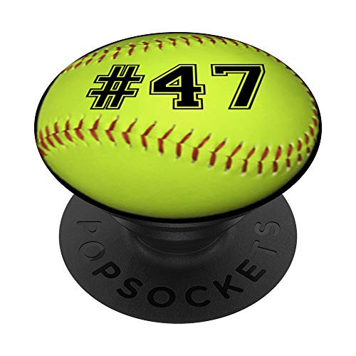 Softball Player Number 47 Gift PopSockets Grip and Stand for Phones and Tablets
