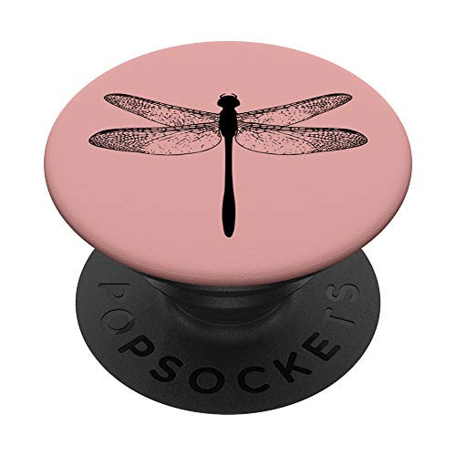 Black Dragonfly Rose PopSockets PopGrip Swappable Grip for Phones   Tablets
