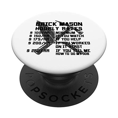 Brick Mason Hourly Rates Funny Bricklayer Labor Worker Gifts PopSockets PopGrip Swappable Grip for Phones   Tablets