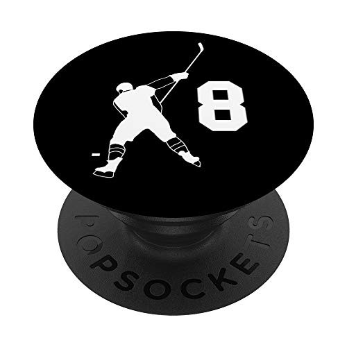 8 Number 8 Gift for Hockey player boys girls men PopSockets PopGrip Swappable Grip for Phones   Tablets