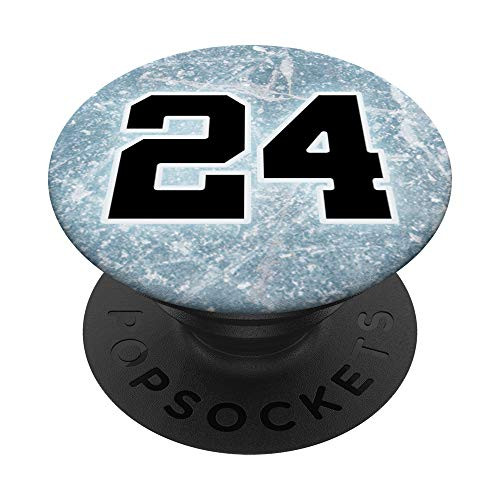Ice Hockey Number 24 Design Sports Player on Rink - Hockey PopSockets PopGrip Swappable Grip for Phones   Tablets