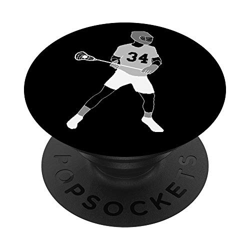 34 Number 34 Gift for Lacrosse boys girls women men PopSockets Grip and Stand for Phones and Tablets