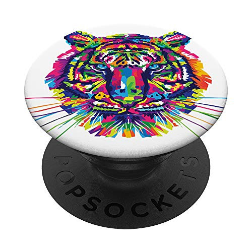 Colorful Tiger Head PopSockets Grip and Stand for Phones and Tablets