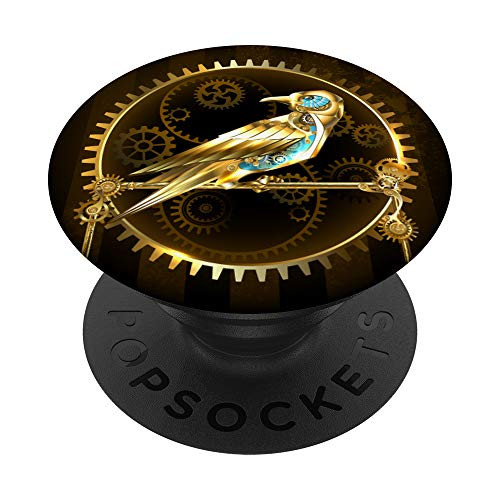 Mechanical Gear Steampunk Bird on Victorian Brown PopSockets Grip and Stand for Phones and Tablets