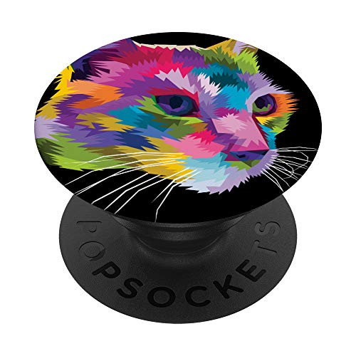 Cute Cats head for kitten lovers Colorful Kitty Adoption PopSockets Grip and Stand for Phones and Tablets Cute Cats head for kitten lovers Colorful Kitty Adoption PopSockets Grip and Stand for Phones and Tablets