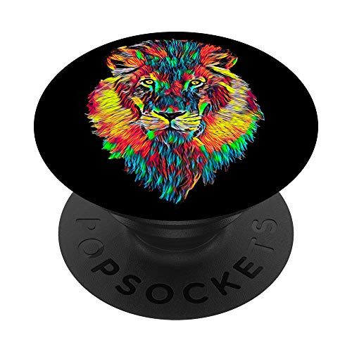 Lion Face Head Portrait PopSockets PopGrip Swappable Grip for Phones   Tablets